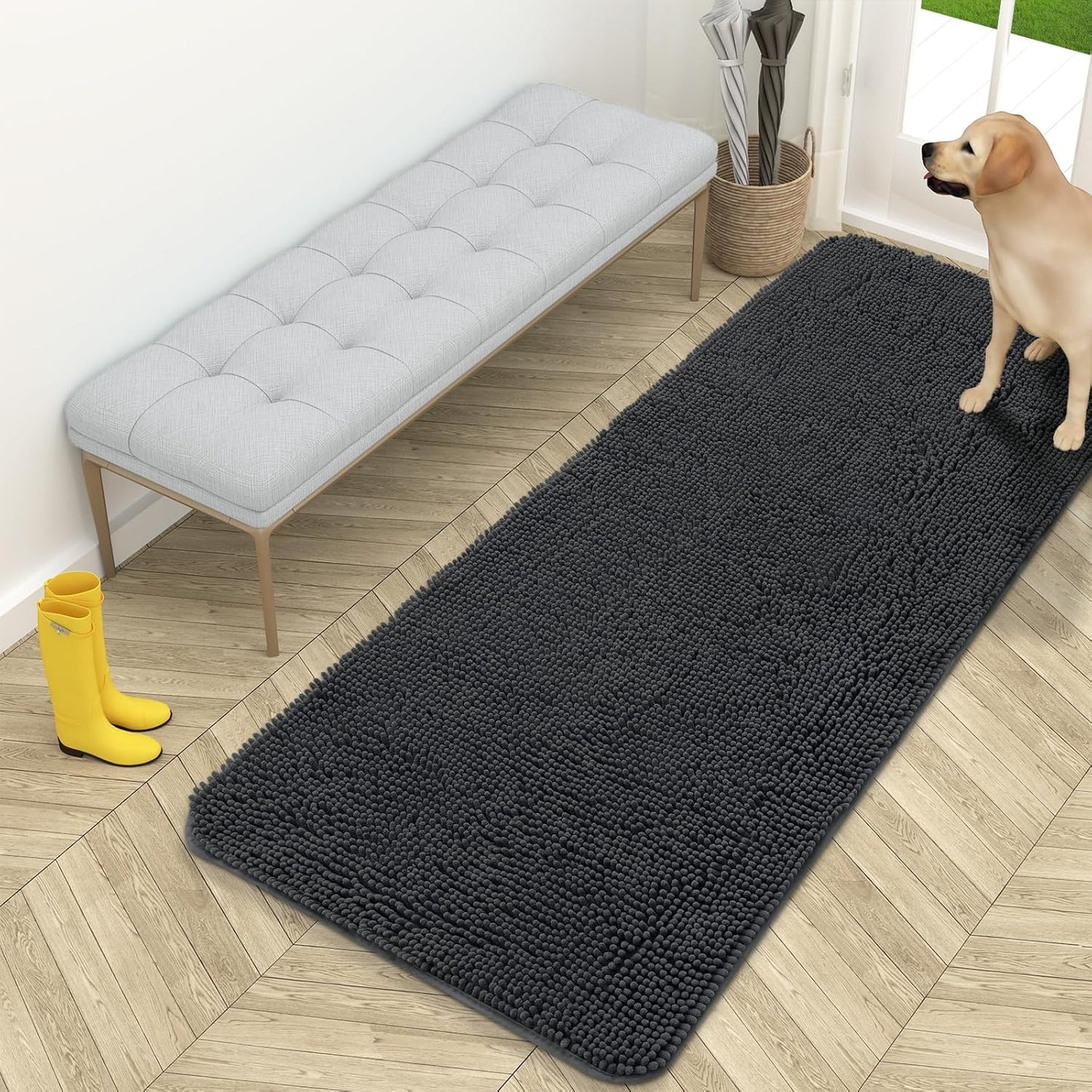 OLANLY Dog Door Mat for Muddy Paws - Absorbent Chenille Mat