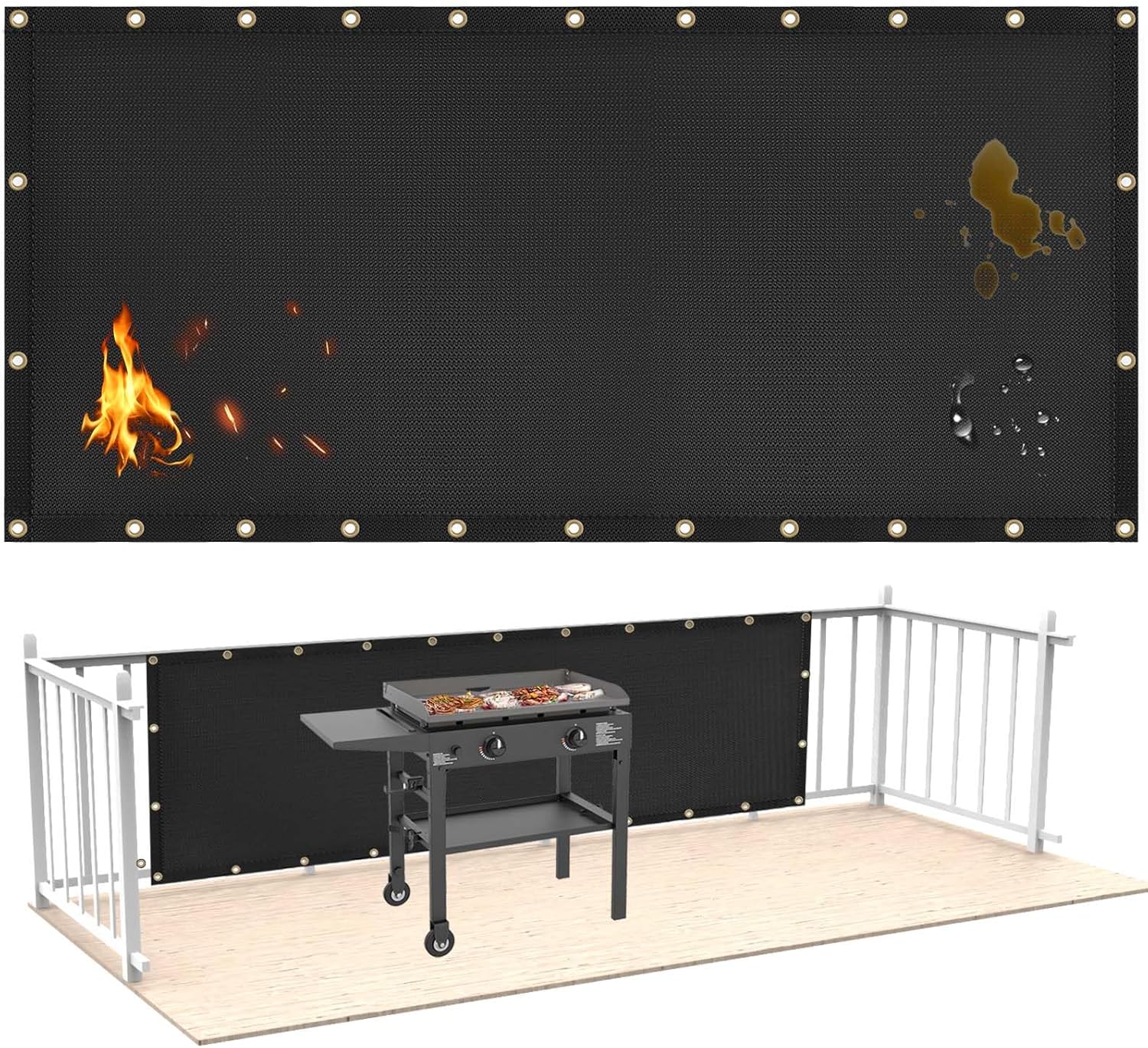 Fireproof Heat Shield for Wall Behind Grill Protects Deck Fence
