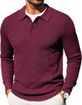 Men's Knit Polo Long Sleeve Sweater for Men - Classic Collared