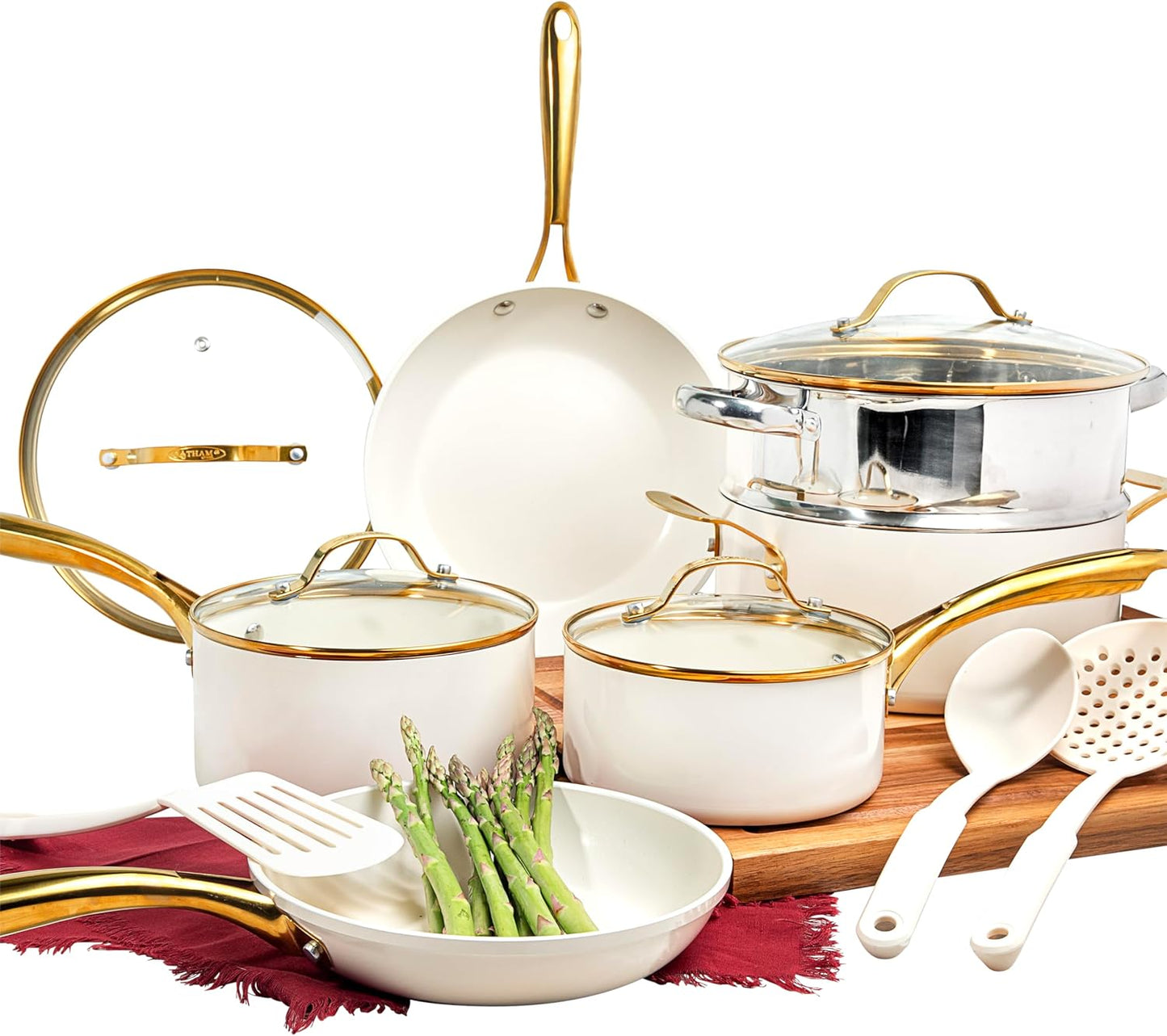 Gotham Steel 15 Pc Ceramic Cookware Set for Healthy Cooking
