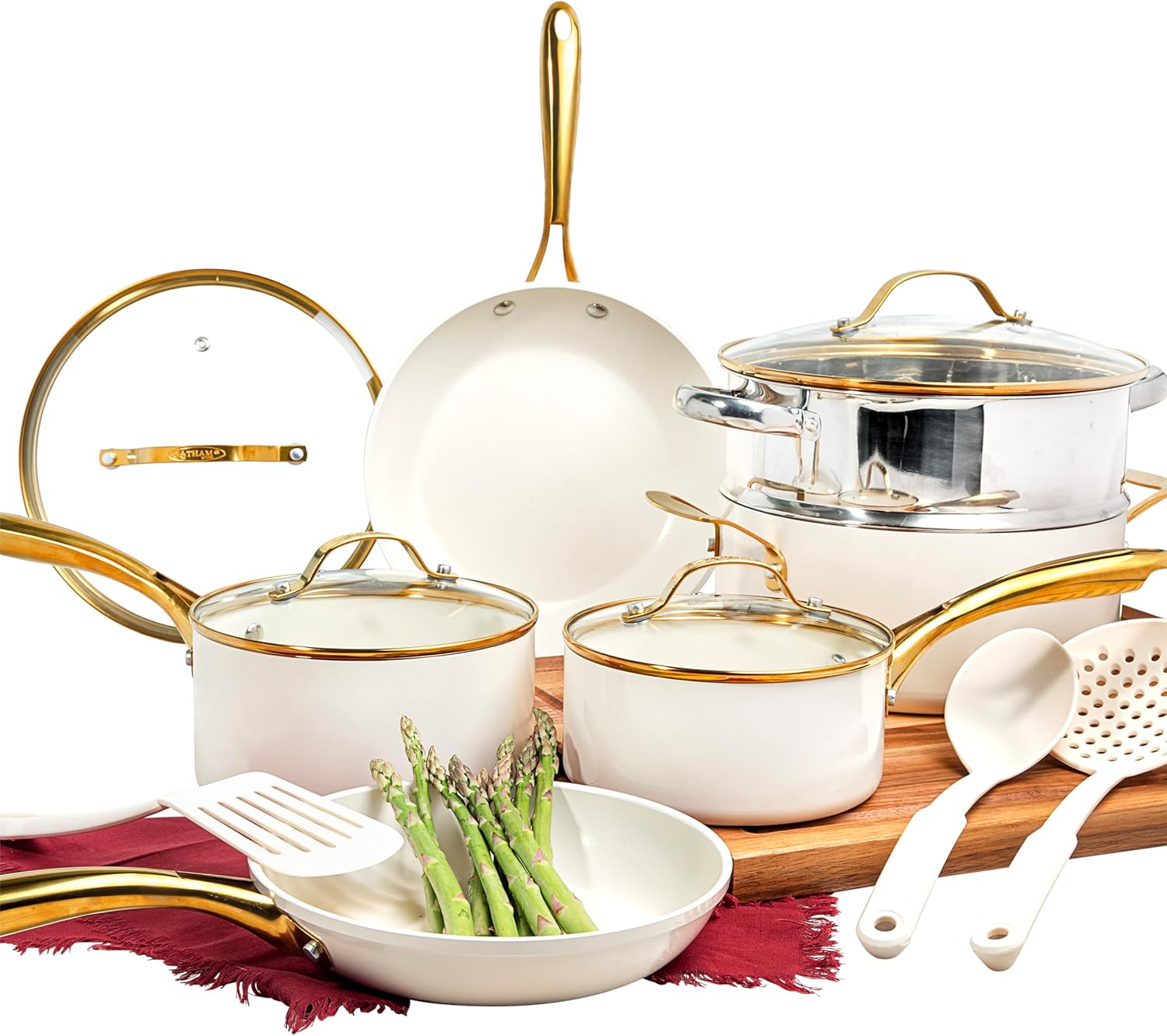 Gotham Steel 15 Pc Ceramic Cookware Set for Healthy Cooking