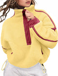Women's Fleece Sweatshirt Half Zip Pullover - Warm Oversized Crop 1/2