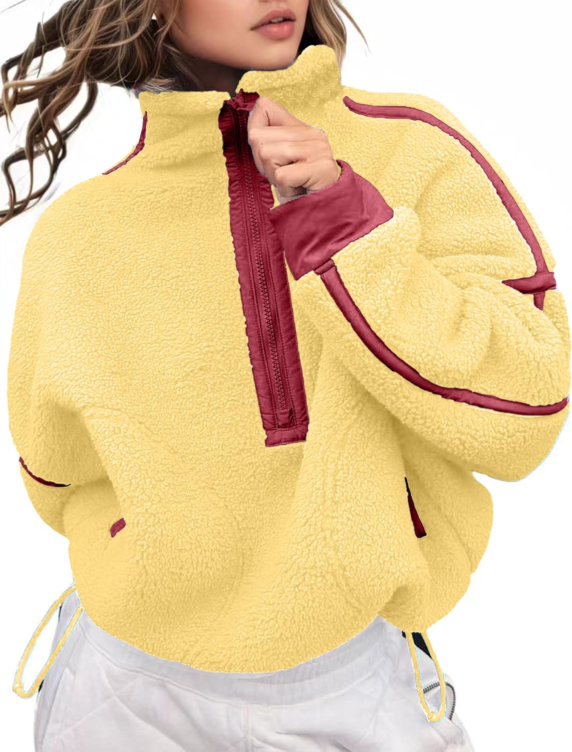 Women's Fleece Sweatshirts Half Zip Pullover for Active Wear