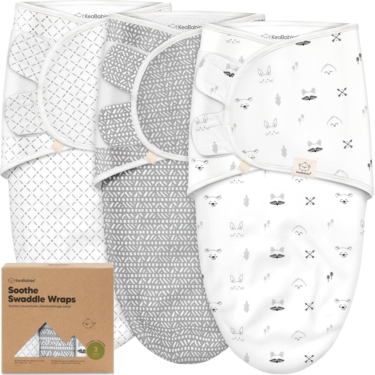 KeaBabies Organic Swaddle Trio - Cozy Sleep Solution