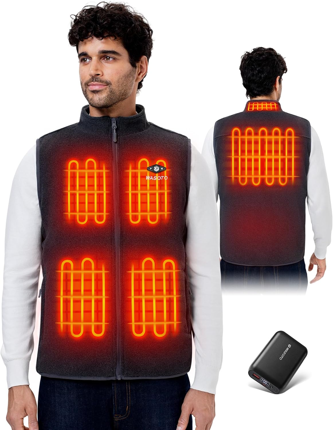 WASOTO Heated Vest for Men - Lightweight Fleece with Battery