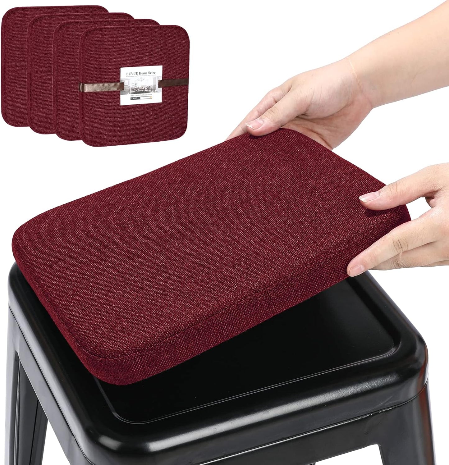 BUYUE Woven Fabric Magnetic Bar Stool Cushions Set of 4