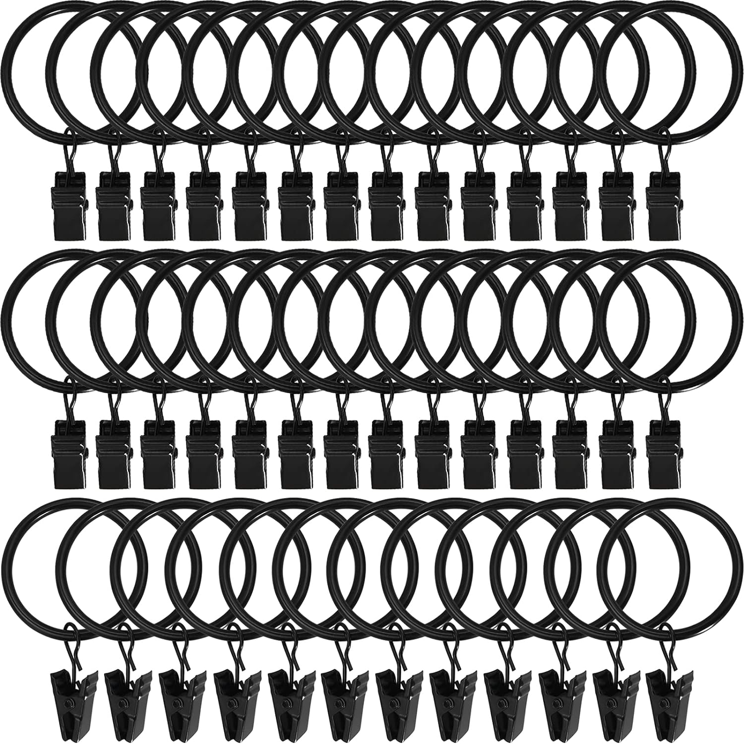 Securely Hang Drapery with 1.5 Curtain Rings - Black