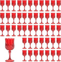 48PCS Dark Red Plastic Wine Glasses Flutes Set - Durable Vintage Style