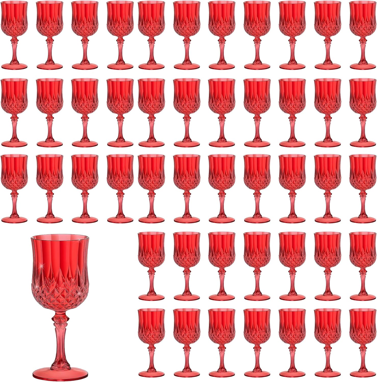 48PCS 7OZ Dark Red Plastic Wine Glasses for Parties and Weddings