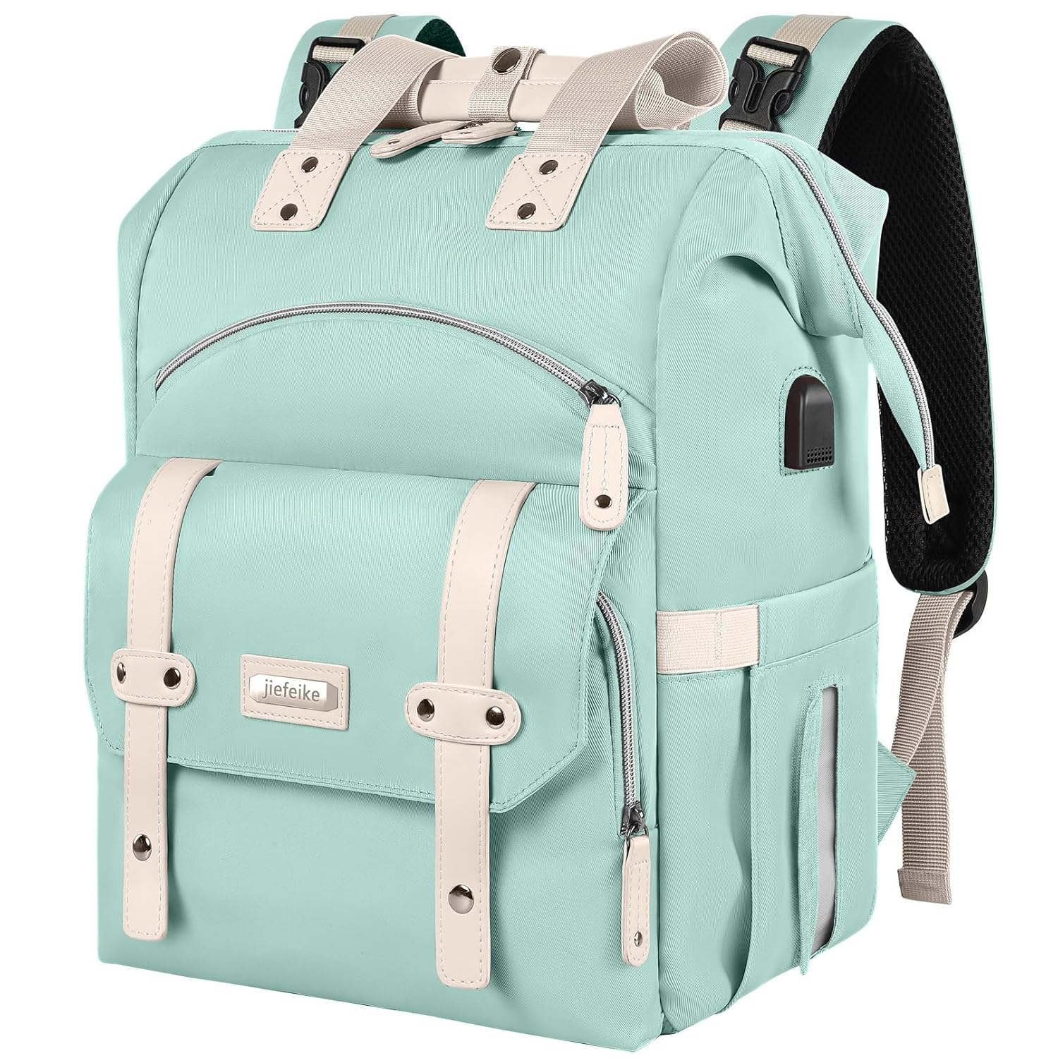 Jiefeike Diaper Bag Backpack with Insulated Pockets and USB Port
