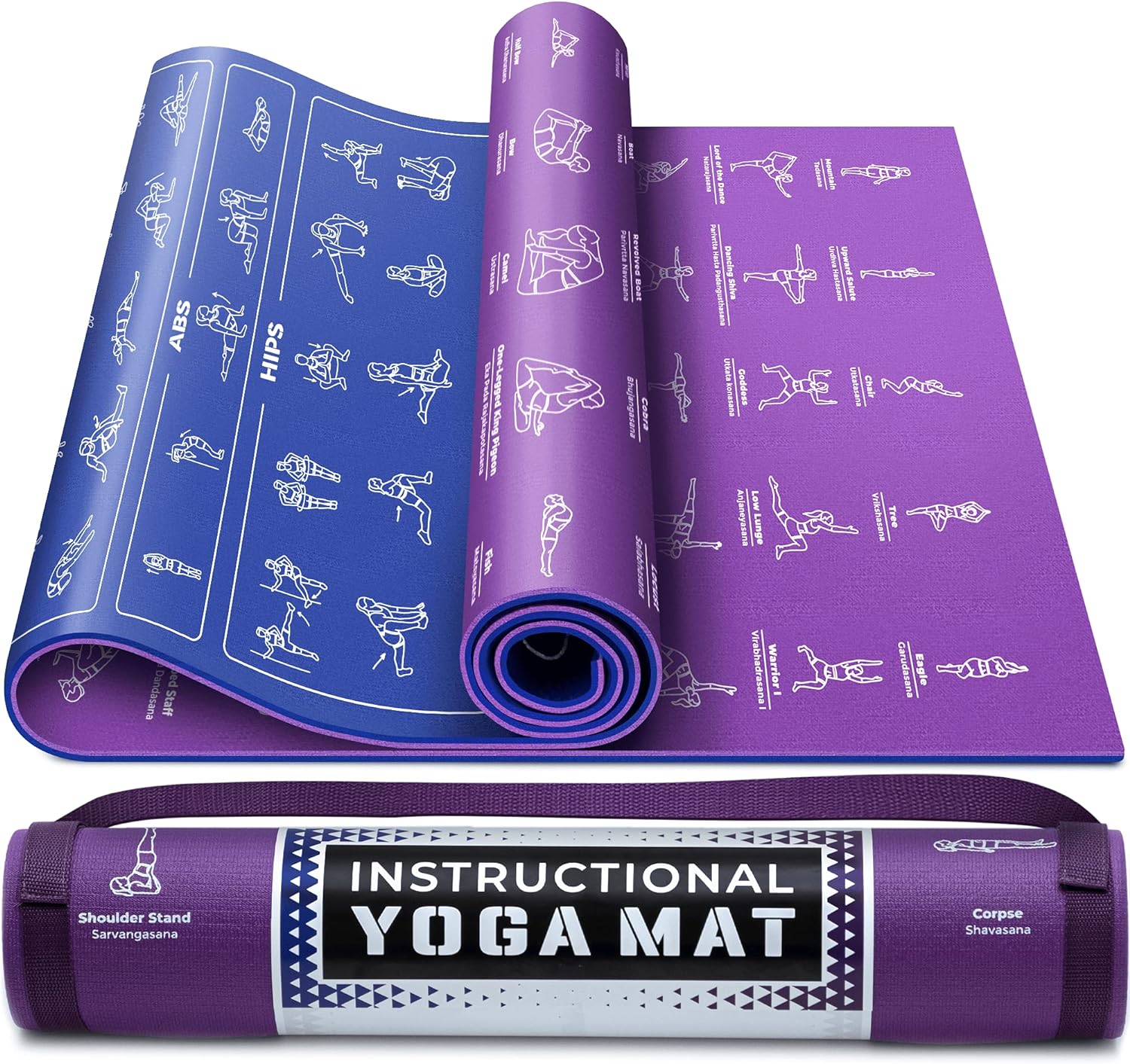 75 Illustrated Yoga Poses on Non-Slip Mat