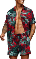 Men's Hawaiian Matching Set 2-Piece Beach Outfit - Floral Summer