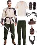 8 Pcs Men's Renaissance Costume Medieval Pirate Viking (Style 8J22)