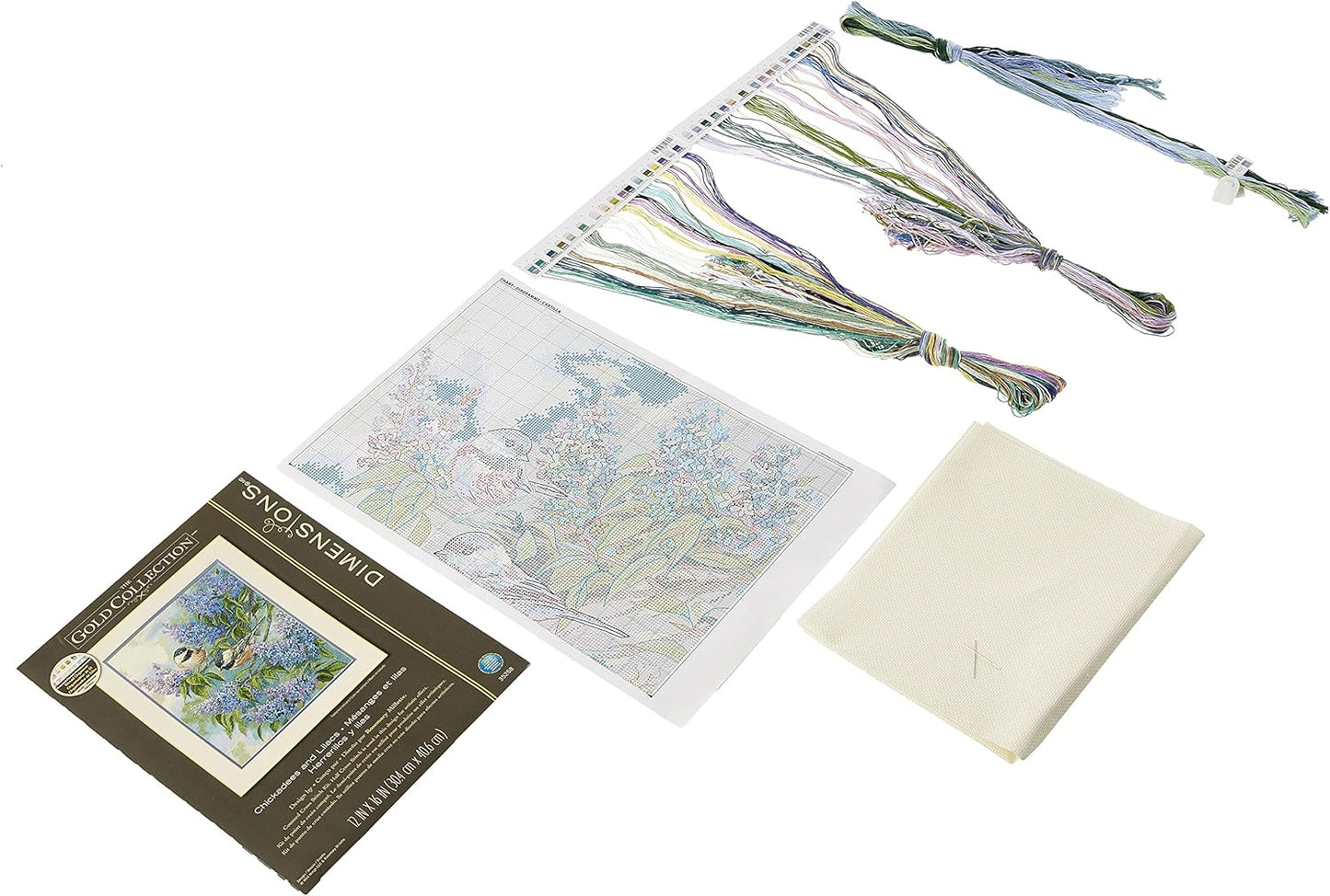 Chickadees and Lilacs Counted Cross Stitch Kit for Nature Lovers
