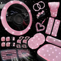 NBTEPEM 30 Pcs Pink Bling Car Accessories Set for Women - Sparkly