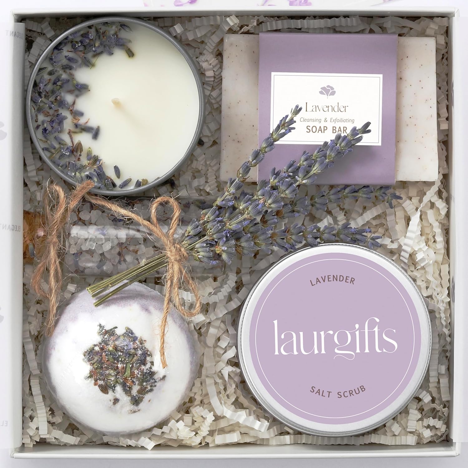 Lavender Spa Gift Basket for Women - Relaxing Self Care Set