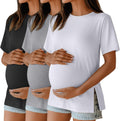 3 Pack Women's Maternity T Shirts - Short Sleeve Side Split Tees