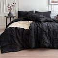 Twin XL Black Pinch Pleat 5 Piece Bedding Set - Soft Microfiber