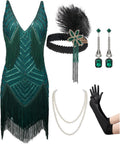 SWEETV Womens 1920s Flapper Dress with 6-Piece Accessory Set - Gatsby