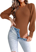 Long Puff Sleeve Sweater Bodysuit - Comfortable Fall Knit MASCOMODA