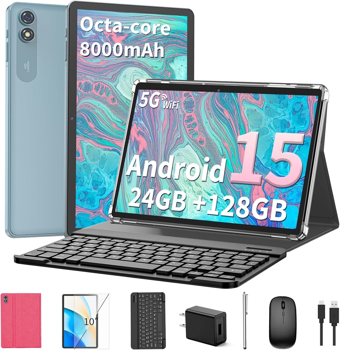 2025 Android 15 Tablet with Keyboard and 2TB Expandable Storage