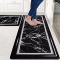 ASPMIZ Non Slip Black Marble Kitchen Mats Cushioned Anti Fatigue