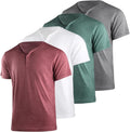Mens Henley T-Shirts 4Pack - Classic Short Sleeve 3-Button Tees