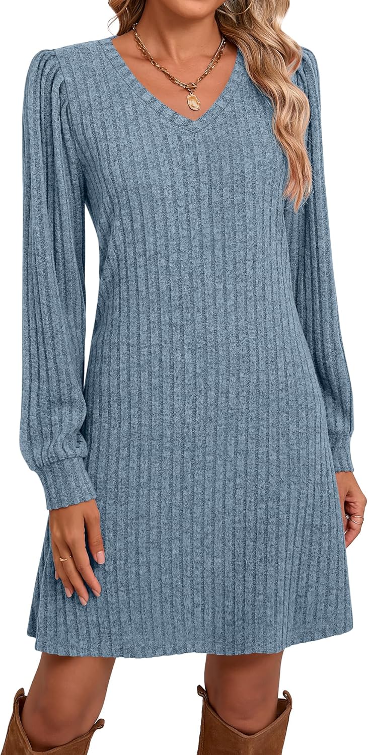 Ficerd Women's Knit Long Sleeve Sweater Dress for Fall Style