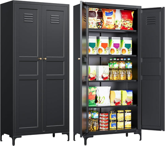 SISESOL Metal Storage Cabinet with Doors and Adjustable Shelves