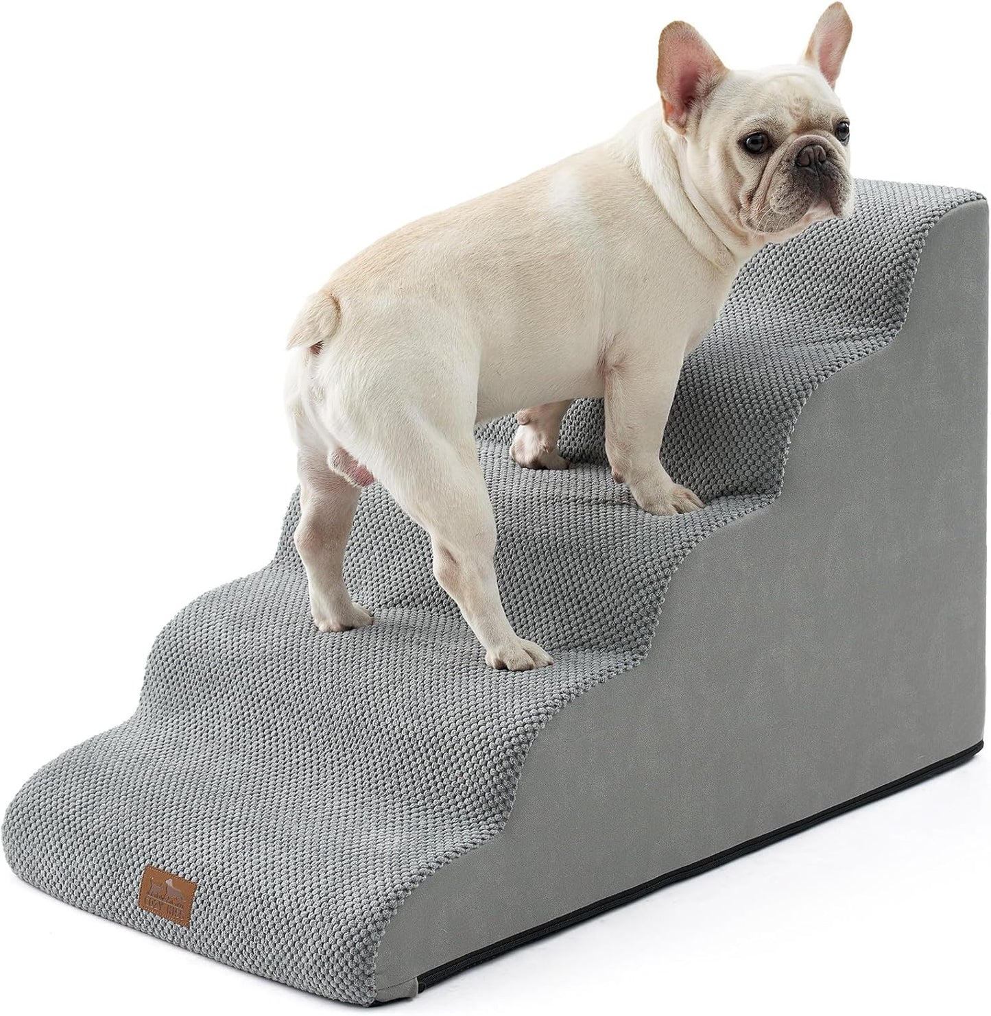 Wide Dog Stairs for Small, Medium, and Large Dogs - Grey