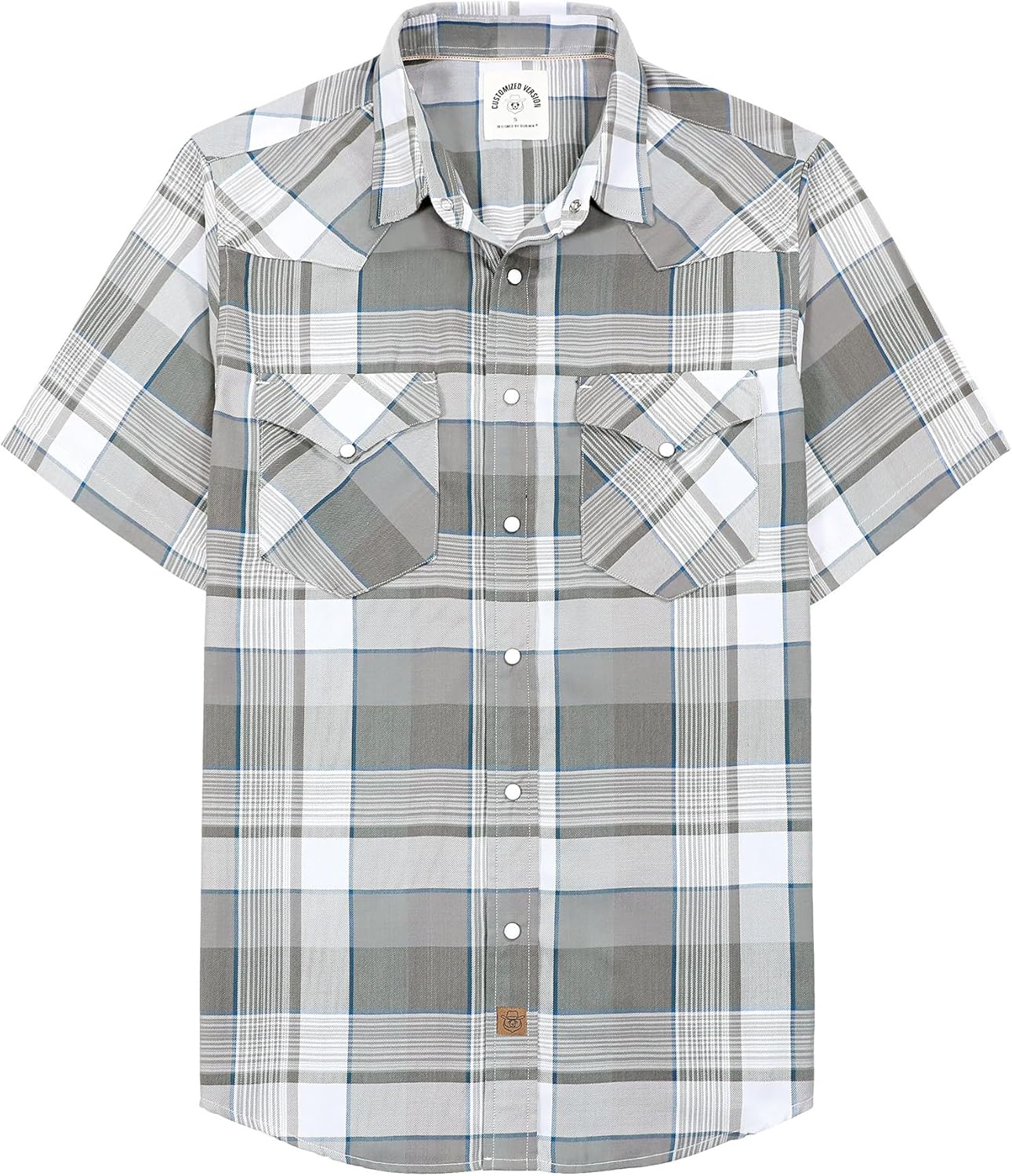 Dubinik Mens Short Sleeve Plaid Shirts with Pearl Snaps