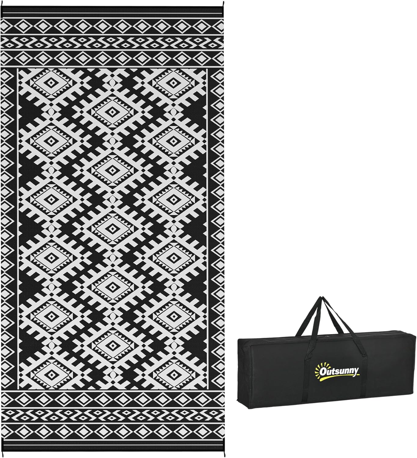 Outsunny Outdoor Rug for Patio, 9ft x 18ft Waterproof Mat