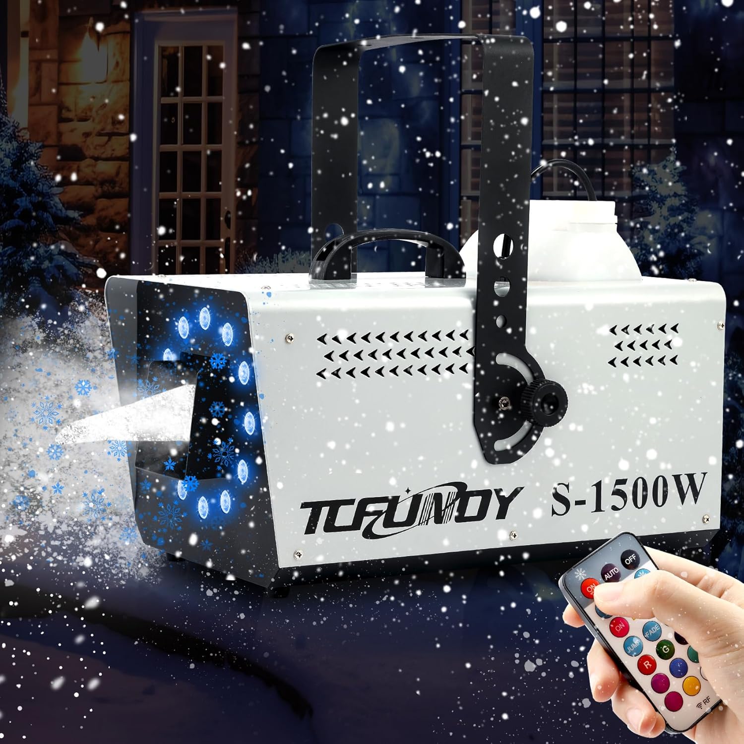 TCFUNDY Snow Machine with LED Lights for Christmas Parties