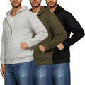 PURE CHAMP 3pk Cotton Hoodies for Men Full Zip Up - Comfortable