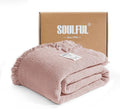 SOULFUL Muslin Throw Blanket with Tassels - Lightweight Cotton Throw