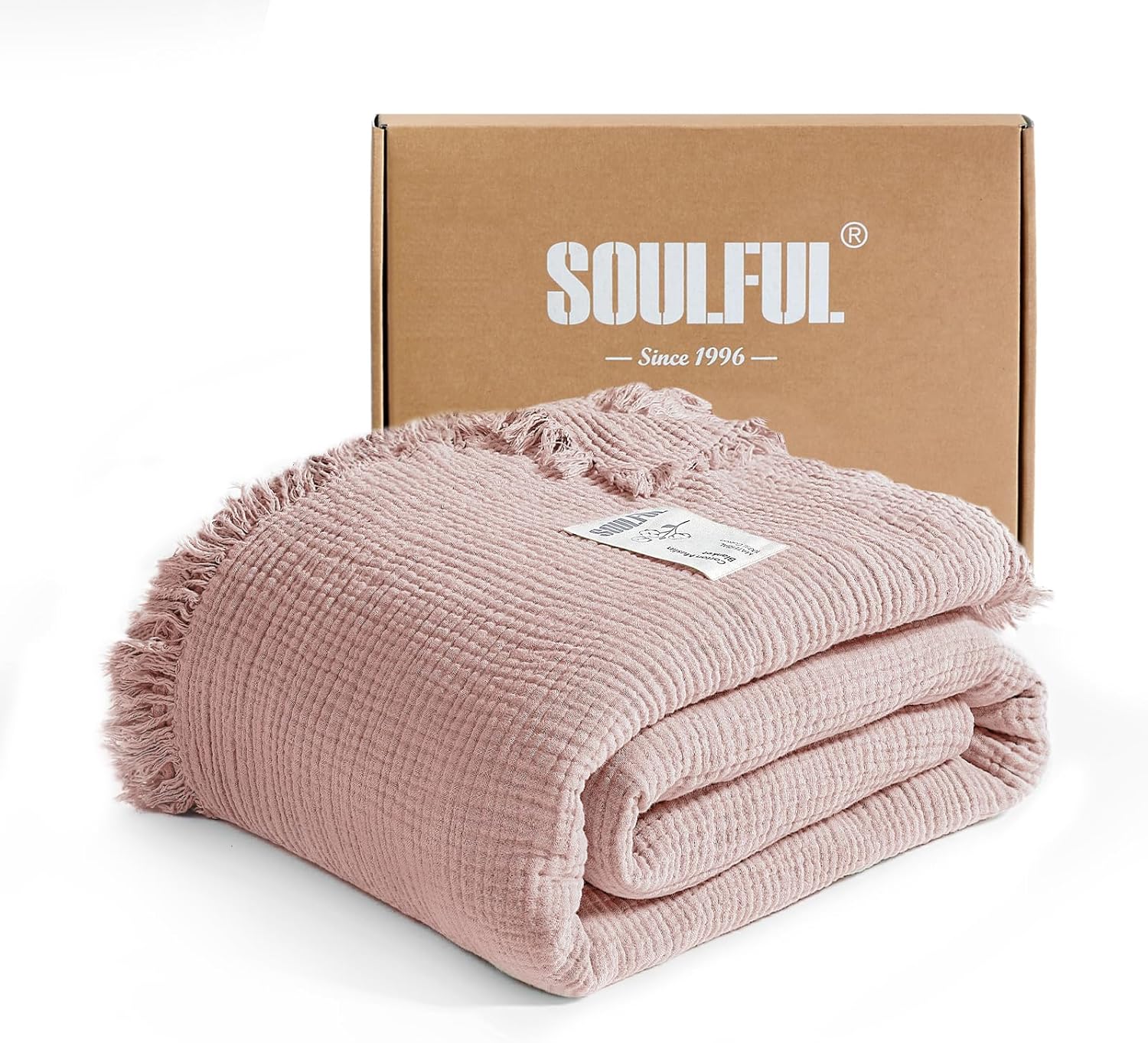 SOULFUL Muslin Throw Blanket - Lightweight Cotton Comfort