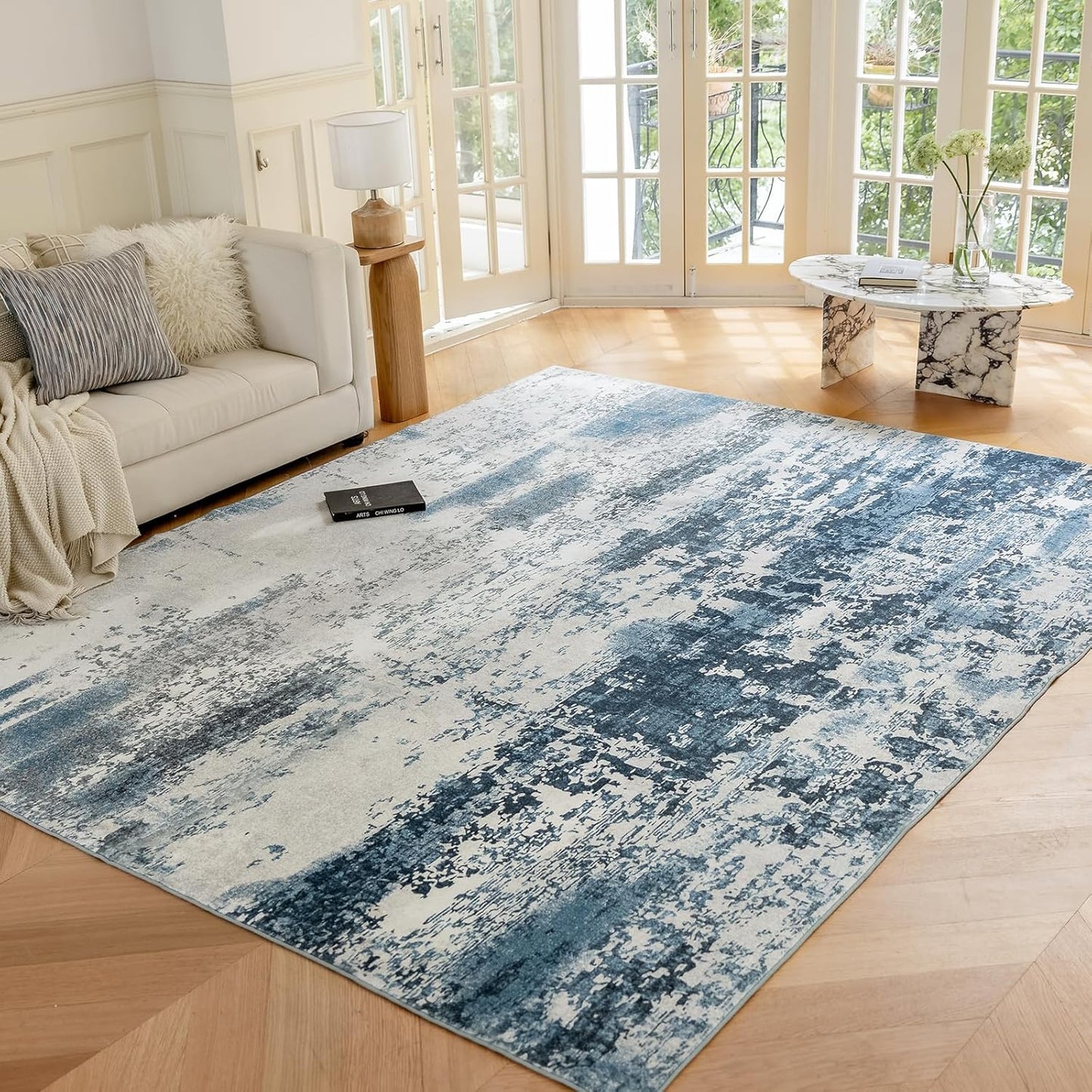 OMERAI 8x10 Area Rug for Bedroom - Washable Modern Art Design