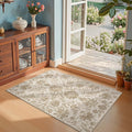 jinchan 3x5 Area Rug Taupe Vintage-Inspired Floral - Washable