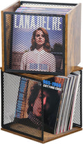 Vinyl Record Storage Crate 2 Pack - Stackable Rustic Brown