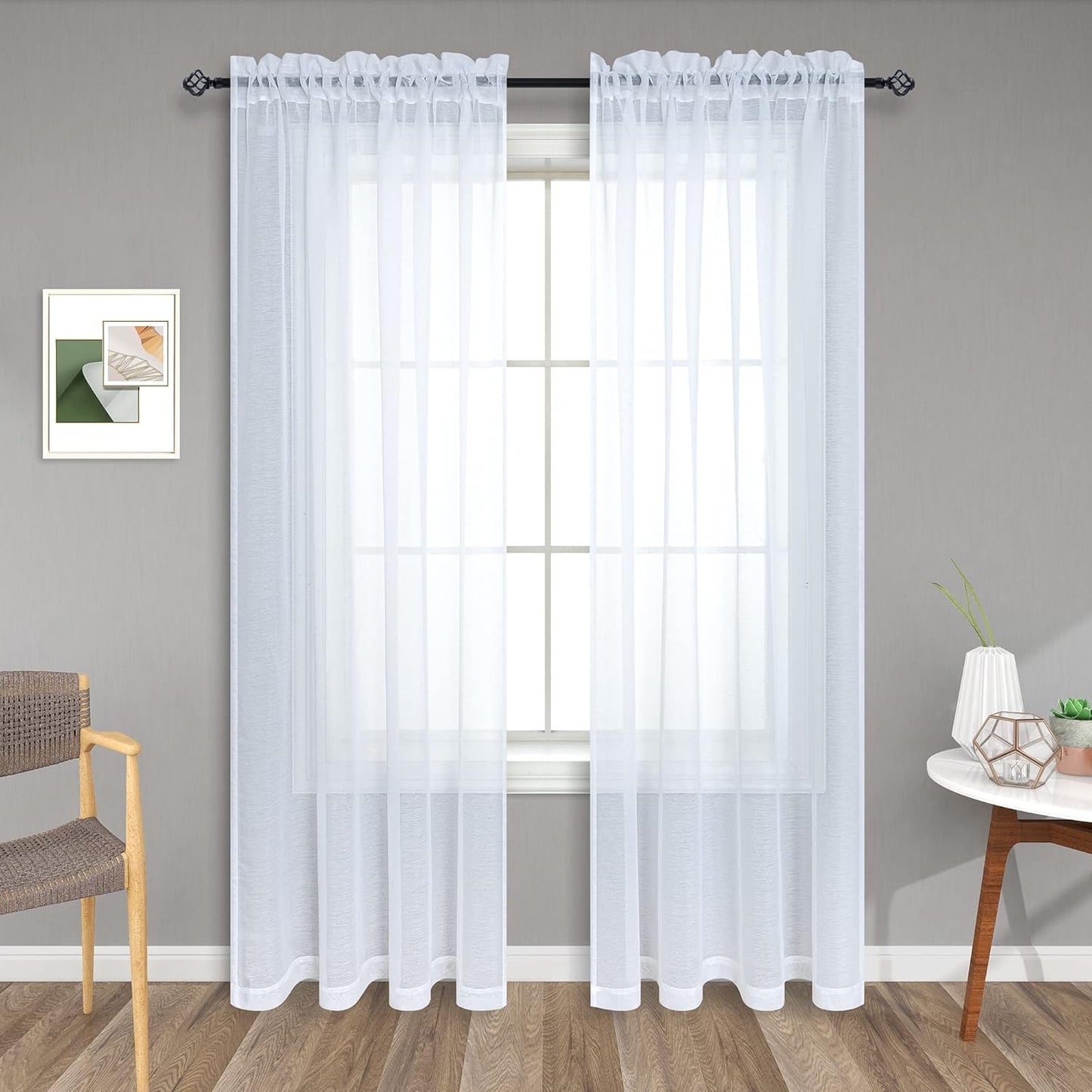 120 White Sheer Curtains Set - Elegant Backdrop! 