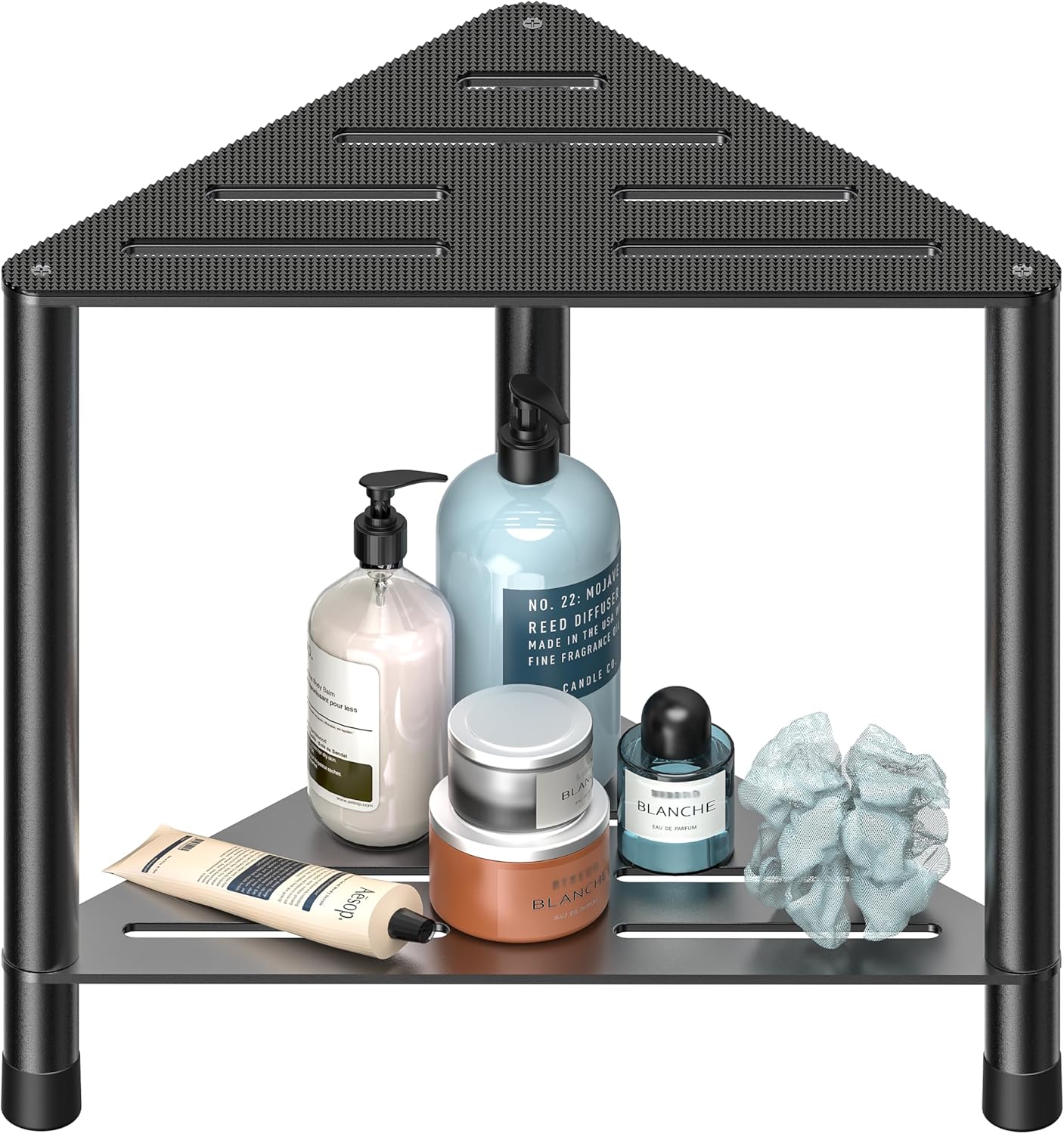 Stainless Steel Large Shower Stool with Storage Shelf for Comfort