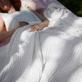 Bedsure Cooling Cotton Waffle Queen Blanket - Lightweight Cool Comfort