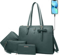 Keyli 4pc Laptop Bag for Women Large Leather Briefcase - USB Charge