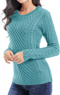 v28 Women Crew Neck Knit Stretchable Elasticity Sweater - Slim Fit