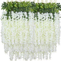 Artificial Wisteria Hanging Flowers Garland - Lifelike White Vines