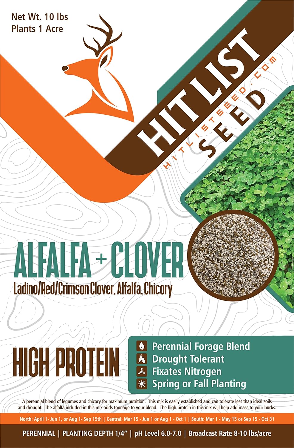 HIT LIST SEED Alfalfa Clover Food Plot Seeds for Deer Nutrition