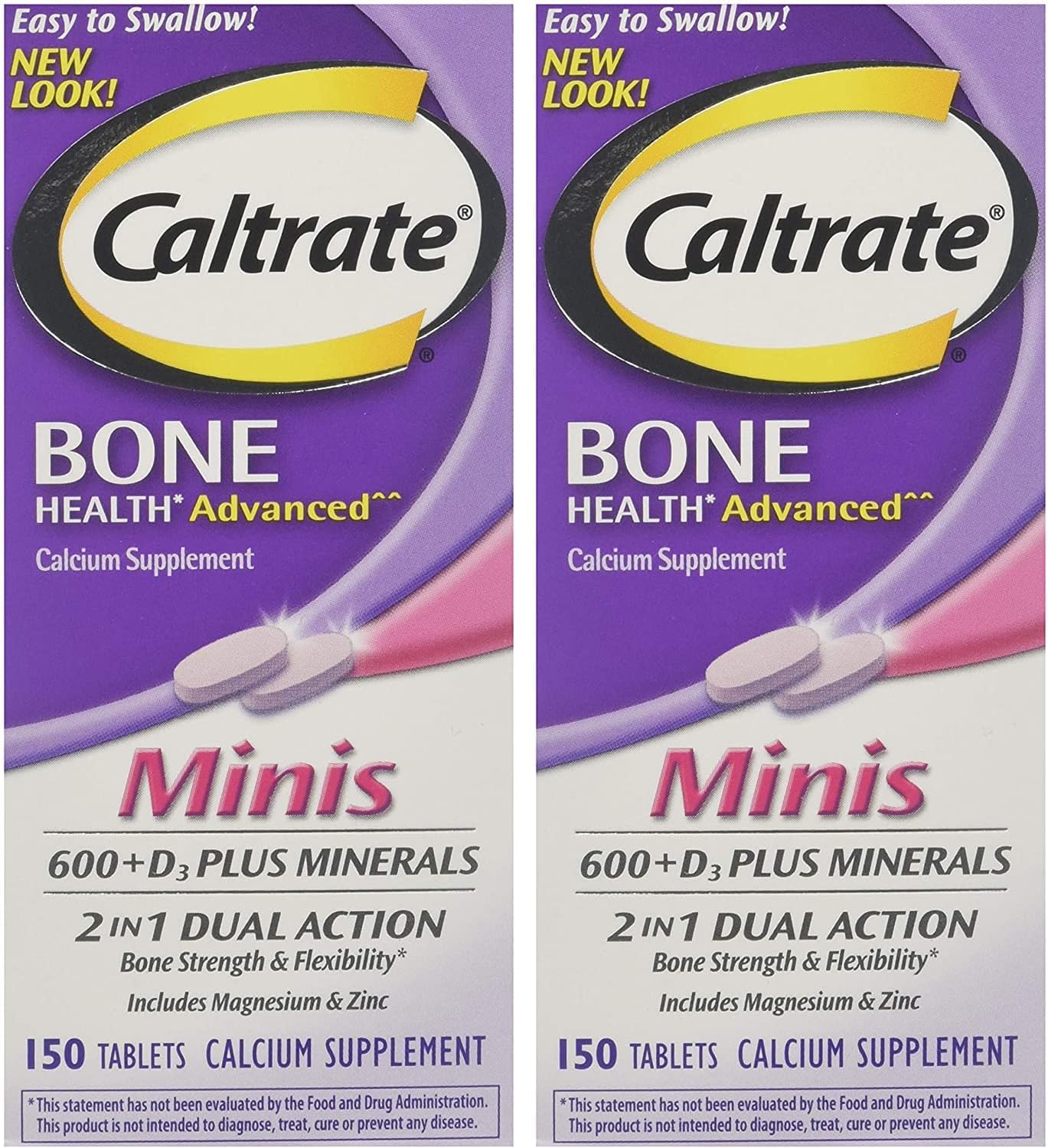 Caltrate Minis + Minerals 150ct Pack of 2 for Strong Bones