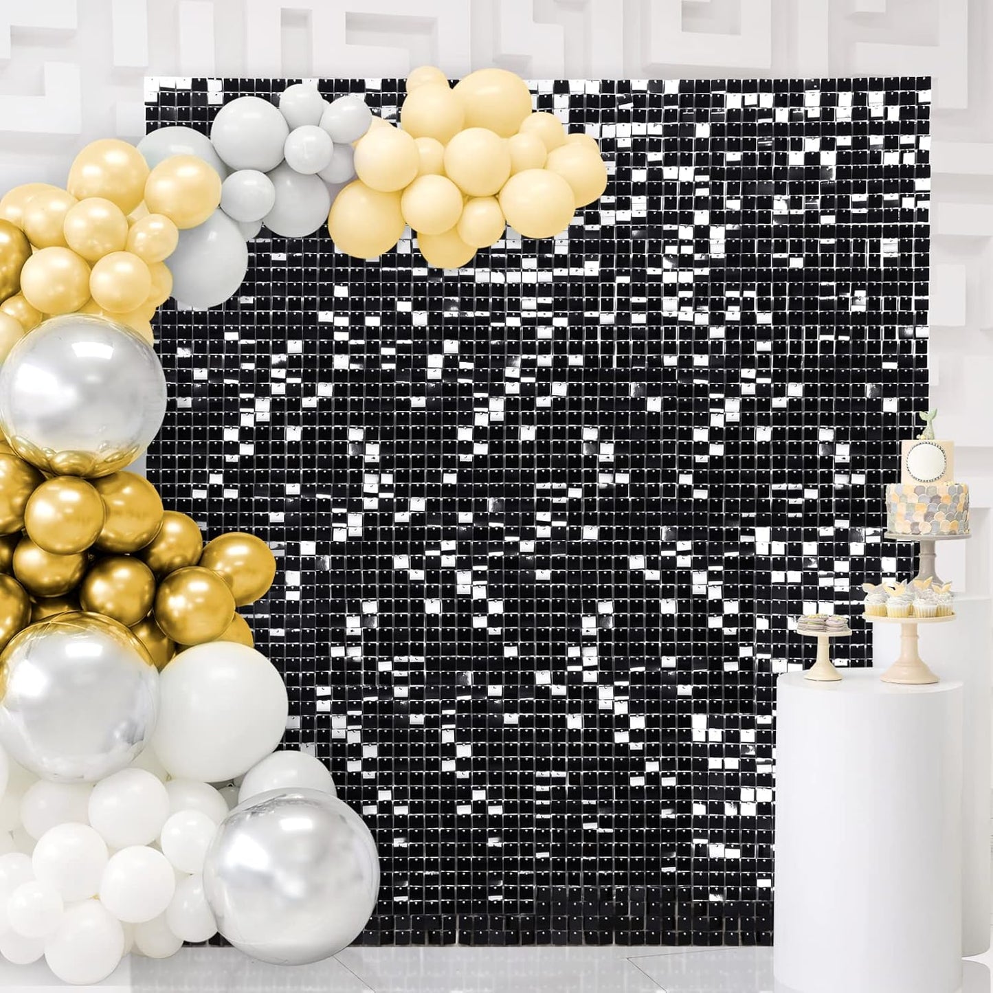 Black Shimmer Wall Backdrop Panels for Stunning Party Decor