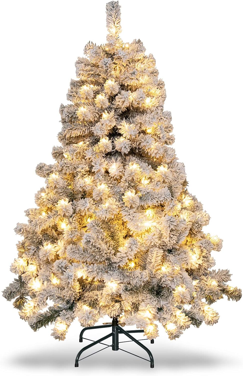 4.5 FT Pre-Lit Snow Flocked Christmas Tree for Holiday Decor