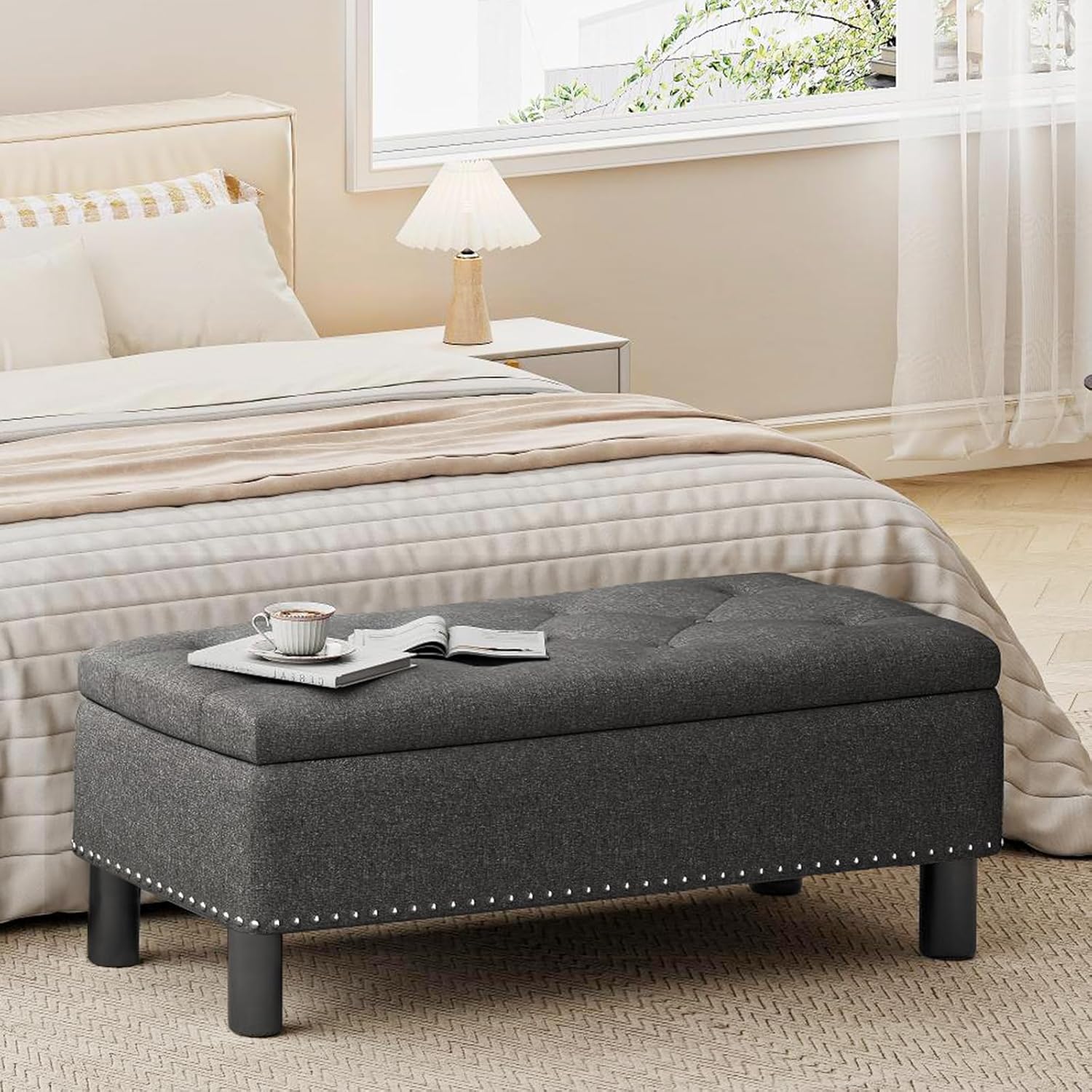 Furniliving Ottoman Bench with Storage for Bedroom and Entryway